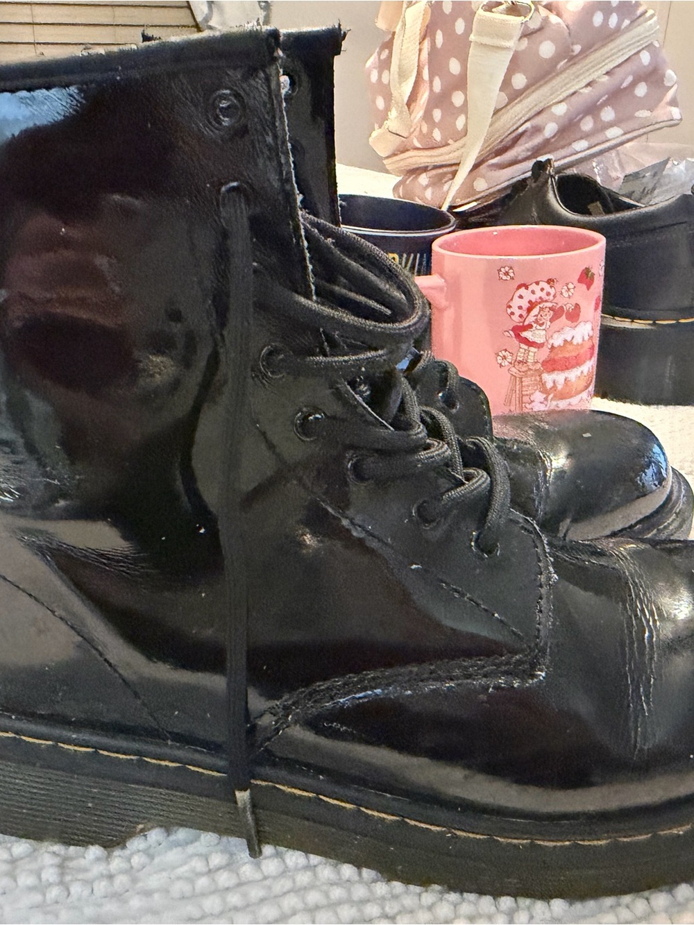 Dr. Martens Black Patent Lace-Up Boots